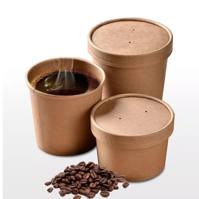 Giấy kraft dùng một lần Tách súp Takeaway Hộp đựng súp có thể phân hủy sinh học