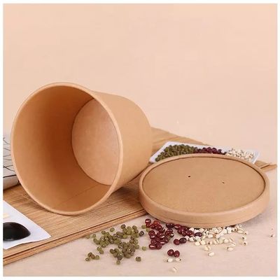 Cháo Salad Đóng gói Giấy Kraft Hộp đựng Thức ăn nhanh Hộp 32Oz