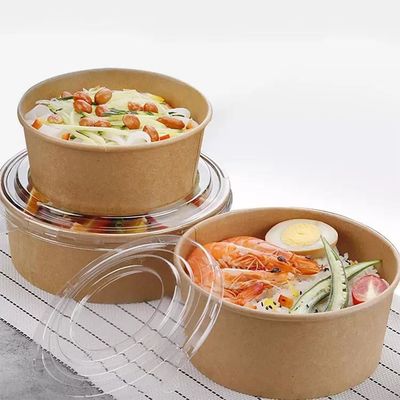 Takeaway Kraft Dùng một lần Salad Bát Cơm Súp Bao Bì 500ML Có Nắp