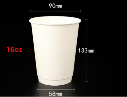 16oz Tách cà phê giấy dùng một lần Tách cà phê giấy tùy chỉnh có thể tái chế Số lượng lớn