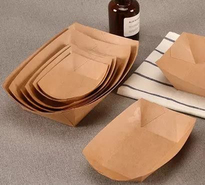 Thực phẩm Cấp thực phẩm Không thấm dầu mỡ Bao bì thức ăn nhẹ Khay giấy dùng một lần Thân thiện với môi trường Thực phẩm nâu 7oz Bát giấy Kraft