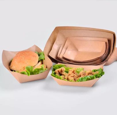 Thực phẩm Cấp thực phẩm Không thấm dầu mỡ Bao bì thức ăn nhẹ Khay giấy dùng một lần Thân thiện với môi trường Thực phẩm nâu 7oz Bát giấy Kraft