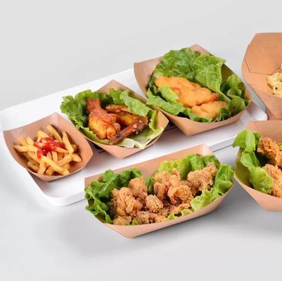 Thực phẩm Cấp thực phẩm Không thấm dầu mỡ Bao bì thức ăn nhẹ Khay giấy dùng một lần Thân thiện với môi trường Thực phẩm nâu 7oz Bát giấy Kraft