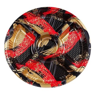 Hộp Sushi bằng nhựa trong suốt Hoa văn màu đen Lá phong vàng 5 ngăn có nắp