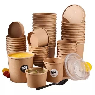 Giấy kraft dùng một lần Tách súp Takeaway Hộp đựng súp có thể phân hủy sinh học