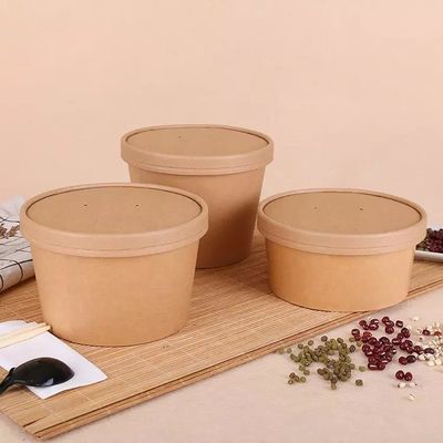Cháo Salad Đóng gói Giấy Kraft Hộp đựng Thức ăn nhanh Hộp 32Oz