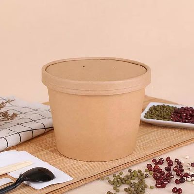 Cháo Salad Đóng gói Giấy Kraft Hộp đựng Thức ăn nhanh Hộp 32Oz