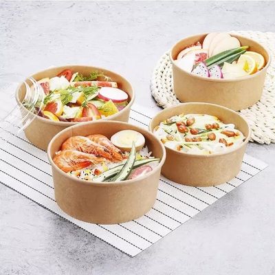 Takeaway Kraft Dùng một lần Salad Bát Cơm Súp Bao Bì 500ML Có Nắp