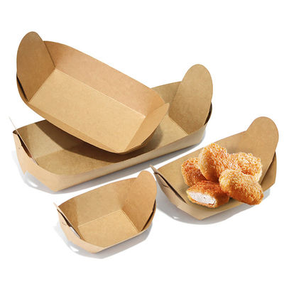 Thực phẩm Cấp thực phẩm Không thấm dầu mỡ Bao bì thức ăn nhẹ Khay giấy dùng một lần Thân thiện với môi trường Thực phẩm nâu 7oz Bát giấy Kraft