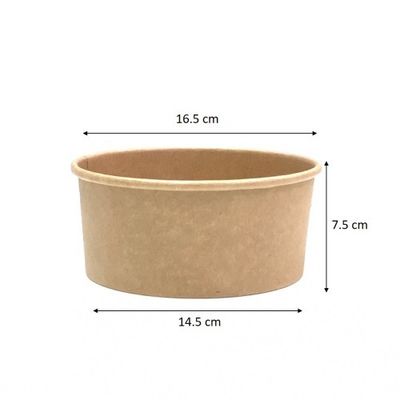 Có thể vi sóng 1300ML 42OZ Tô giấy Kraft nâu có thể phân hủy sinh học Tô tráng trộn salad